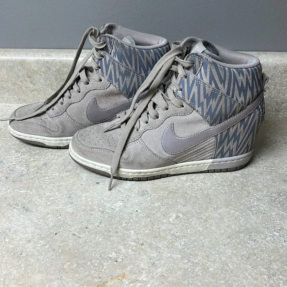 Nike High-Top Wedge Sneakers in Gray Taupe